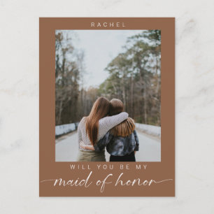 Boho Will you be my Maid of Honour Photo Chic Postcard