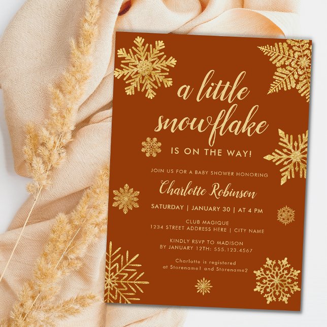 Boho Winter Baby Shower Snowflake Wonderland Invitation (Creator Uploaded)
