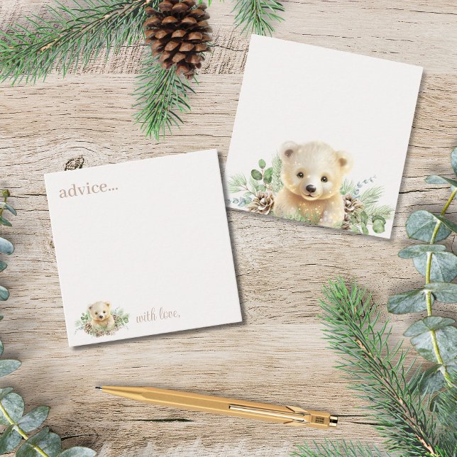 Boho Winter Bear Baby Shower Advice Cards (elegant cream gender neutral winter baby shower advice cards for the mommy to be parents to be)