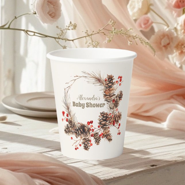 Boho Winter Christmas Baby Shower Paper Cups (Creator Uploaded)
