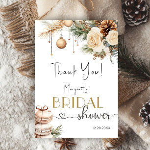 Boho Winter Christmas Bridal Shower Thank You Card