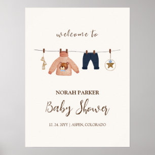 Boho Winter Clothesline Baby Shower Welcome Sign