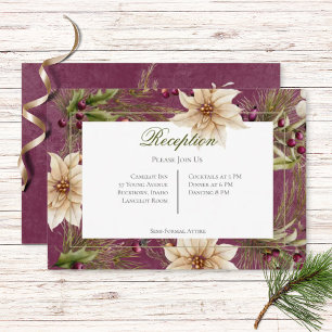 Boho Winter Greenery Boughs Burgundy Reception Enclosure Card