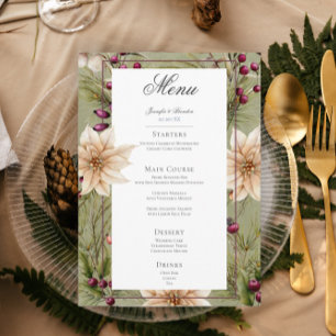 Boho Winter Greenery Boughs Sage Green Wedding Menu
