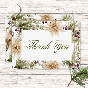 Boho Winter Greenery Boughs Wedding Thank You Card