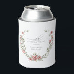 Boho Winter Greenery Red Floral 18th Birthday Can Cooler<br><div class="desc">Modern sage green watercolor Boho botanical frame is accented with small poinsettia flowers.</div>
