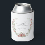 Boho Winter Greenery Red Floral 18th Birthday Can Cooler<br><div class="desc">Modern sage green watercolor Boho botanical frame is accented with small poinsettia flowers.</div>