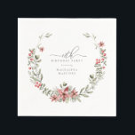 Boho Winter Greenery Red Floral 18th Birthday Napkin<br><div class="desc">Modern sage green watercolor Boho botanical frame is accented with small poinsettia flowers.</div>