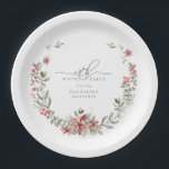 Boho Winter Greenery Red Floral 18th Birthday Paper Plate<br><div class="desc">Modern sage green watercolor Boho botanical frame is accented with small poinsettia flowers.</div>