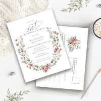 Boho Winter Greenery Red Floral 21st Birthday