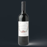 Boho Winter Greenery Red Floral 21st Birthday Wine Label<br><div class="desc">Modern sage green watercolor Boho botanical frame is accented with small poinsettia flowers.</div>