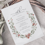Boho Winter Greenery Red Floral 60th Birthday Invitation<br><div class="desc">Modern sage green watercolor Boho botanical frame is accented with small poinsettia flowers and red berries.</div>