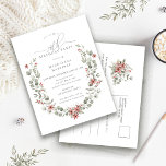 Boho Winter Greenery Red Floral 70th Birthday Invitation Postcard<br><div class="desc">Modern sage green watercolor Boho botanical frame is accented with small poinsettia flowers. Sophisticated and contemporary winter aesthetic.</div>