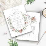 Boho Winter Greenery Red Floral 80th Birthday Invitation Postcard<br><div class="desc">Modern sage green watercolor Boho botanical frame is accented with small poinsettia flowers. Sophisticated and contemporary winter aesthetic.</div>
