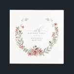 Boho Winter Greenery Red Floral 80th Birthday Napkin<br><div class="desc">Modern sage green watercolor Boho botanical frame is accented with small poinsettia flowers.</div>