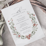 Boho Winter Greenery Red Floral 90th Birthday Invitation<br><div class="desc">Modern sage green watercolor Boho botanical frame is accented with small poinsettia flowers.</div>