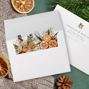 Boho Winter Holiday Botanical Wedding Envelope