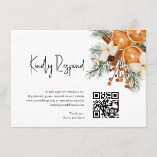 Boho Winter  RSVP Wedding QR CODE  Enclosure Card