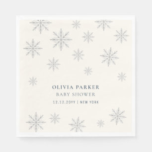 Boho Winter Snowflake Baby Shower Welcome Sign Napkin