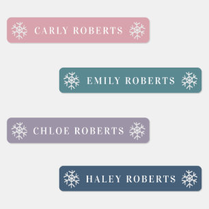 Boho Winter Snowflake Kids Name Waterproof Labels