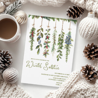 Boho Winter Solstice Herb Greenery Yule Garland Invitation