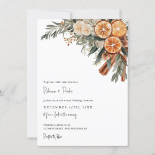 Boho Winter Wedding Qr code RSVP all in one Invitation