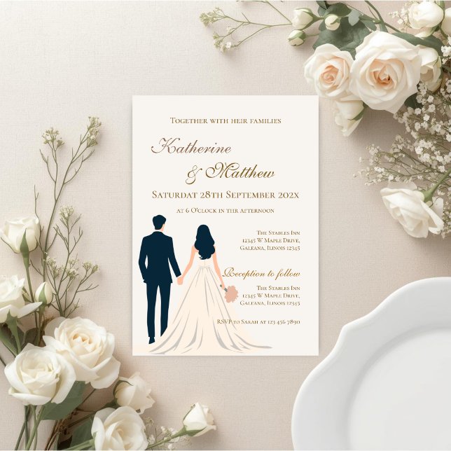 Boho with bride and groom wedding  invitation (Creator Uploaded)
