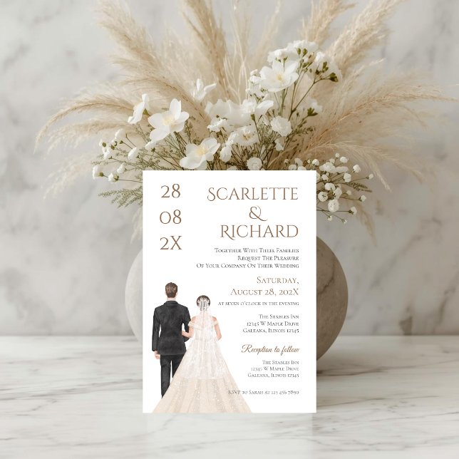 Boho with bride and groom wedding invitation (Creator Uploaded)