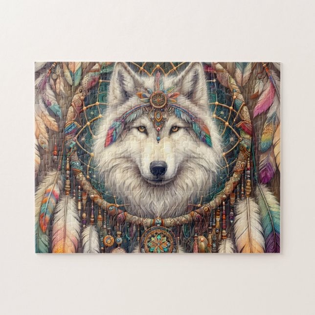 Boho Wolf Dreamcatcher Jigsaw Puzzle (Horizontal)