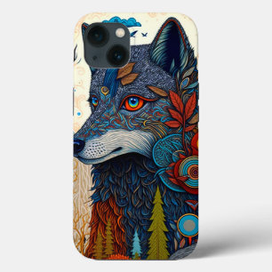 Boho Wolf Surreal Wildlife Art iPhone 13 Case