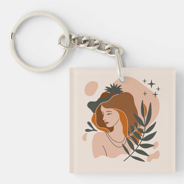 Boho Woman Stars Key Ring (Front)