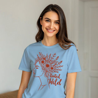 Boho Woman Wildflower Hair Botanical Female T-Shirt