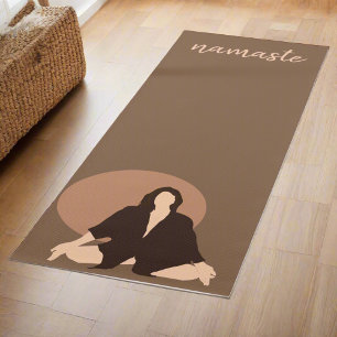 Boho Women Exercise Movements Namaste Yogi Brown Yoga Mat
