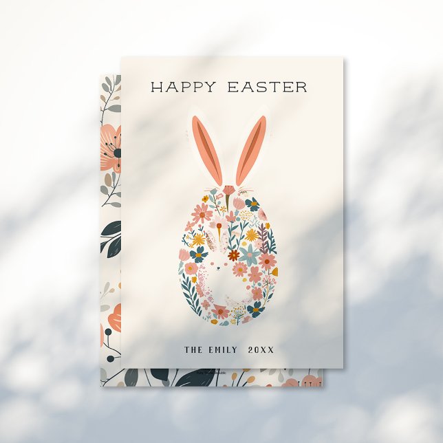 Boho Wonderland Bunny Bliss Easter Celebration Holiday Card (Creator Uploaded)