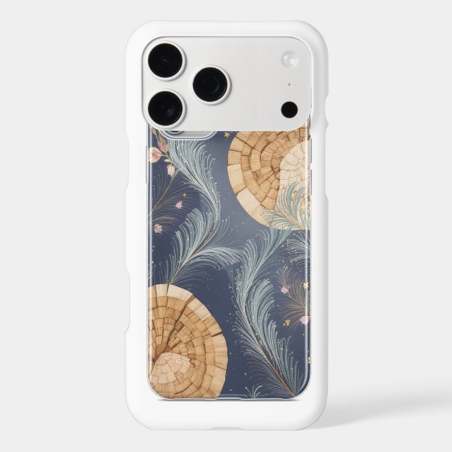 Boho Wood Grain Fan and Navy Feather Botanical (Back)