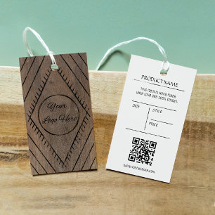 Boho wood look with logo boutique shop price tag