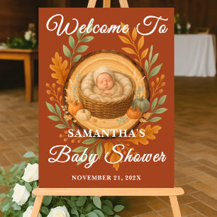 Boho Wood Slice Fall Baby Shower Welcome Acrylic Sign