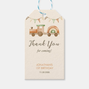 Boho Wood Train Transport Kids Birthday Gift Tags