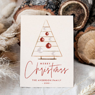 Boho Wooden Christmas Tree Non-Photo Holiday Card