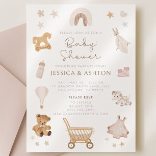 Boho Wooden Toys Baby Shower Invitation