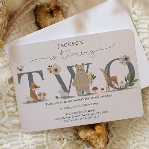 Boho Woodland 2nd Birthday Invite Second Birthday