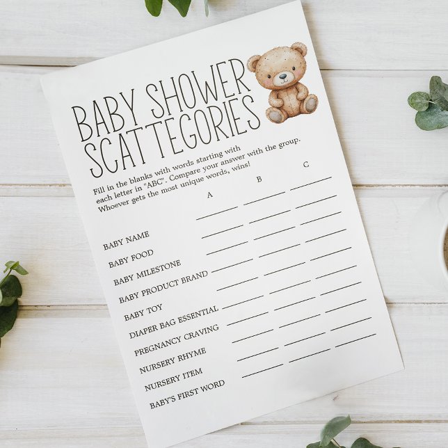 Boho Woodland Animal Baby Shower Scattegories Game Flyer (Creator Uploaded)
