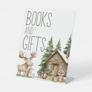 Boho Woodland Animals Baby Shower Books Gifts Pedestal Sign