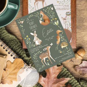 Boho Woodland Animals Baby Shower Budget Invite Postcard