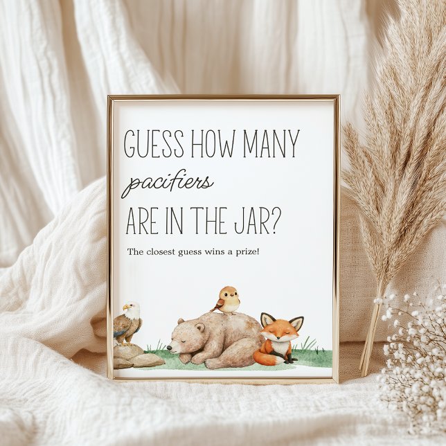 Boho Woodland Animals Baby Shower Guess Game Sign (Creator Uploaded)