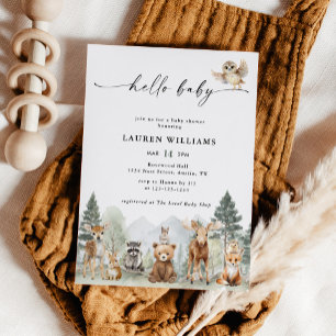 Boho Woodland Animals Baby Shower Invitation
