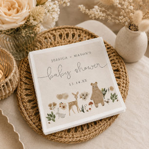 Boho Woodland Animals Baby Shower Napkins