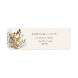 Boho Woodland Animals Baby Shower Return Address