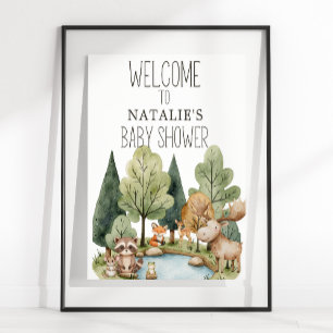 Boho Woodland Animals Baby Shower Sign