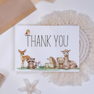 Boho Woodland Animals Baby Shower Thank You Card